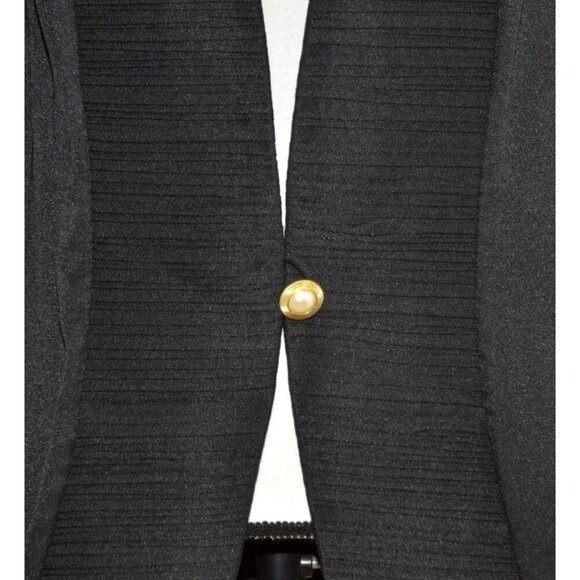 Vintage 2 Piece Black Suit Jacket & Skirt Pearl Button Size 16 Classy Old Money - Picture 4 of 13